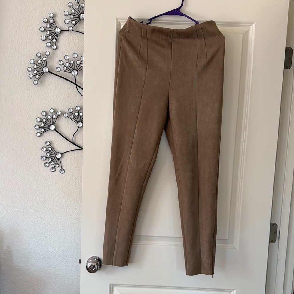 NWOT Zara Camel Brown Faux‎ Suede Trousers
